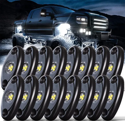 Vista 8 de LEDMIRCY Luces LED de roca, 10 unidades, color blanco para J e e p, camión todoterreno, RZR, auto, barco, SUV, impermeable, de alta potencia, luces