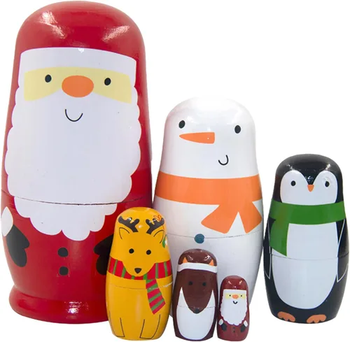 Vista 9 de Lindas Muñecas Rusas de Animales - Oso Marrón Zorro Búho Conejo Mapache Muñeca Matryoshka Muñecas de Madera Hechas a Mano para Niños Decoración