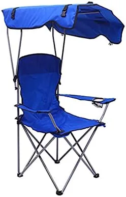 Portable Outdoor Folding Chair with Canopy - Lightweight Beach, Camping & Fishing Chair - UV Protection, Sunshade, Easy to Carry - Royal Blue Color