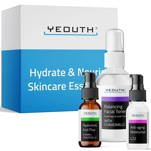 YEOUTH Set de cuidado de la piel: suero de ácido hialurónico con vitamina C, tónico facial, hidratante facial, kit de cuidado de la piel para