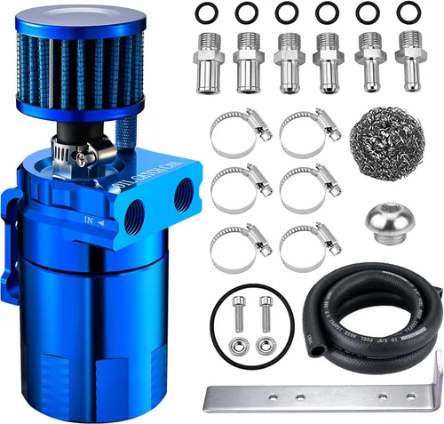 Vista 11 de EVIL ENERGY Lata de captura de aceite, kit universal de lata de captura deflectada con filtro de respiradero, tanque separador de aceite de aire