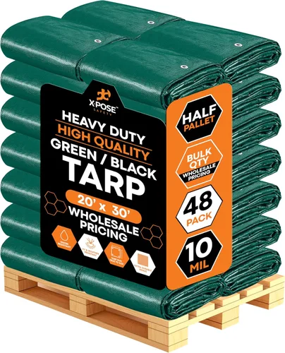 Vista 71 de Lona de Polietileno de Servicio Pesado - 5' X 7' - 10 Mil de Grosor Impermeable, Cubierta Protectora Bloqueadora de UV - Reversible Verde y Negro