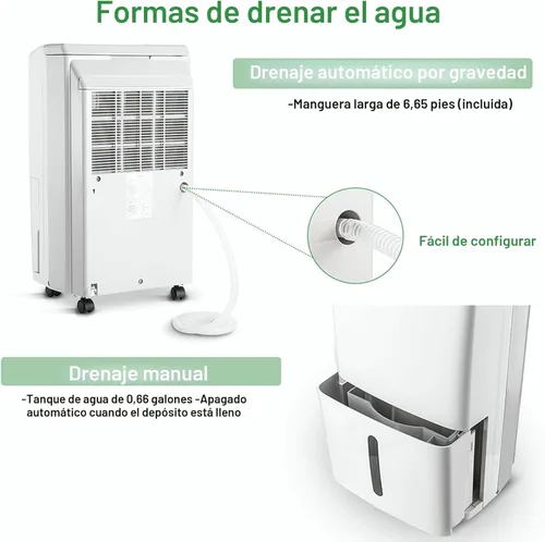 Vista 5 de Waykar - Deshumidificador para espacios de 2000 pies cuadrados, para el hogar y sótanos, con drenaje automático y manual, con un tanque de agua