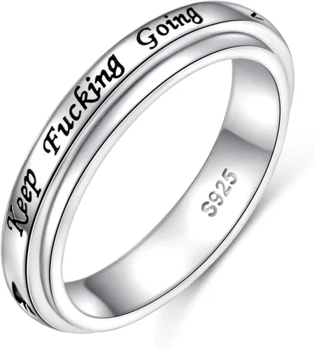 Anillo giratorio de plata de ley 925 para hombres y mujeres, anillos antiestrés para ansiedad, alivio del estrés, TDAH, autismo, anillos con mensaje