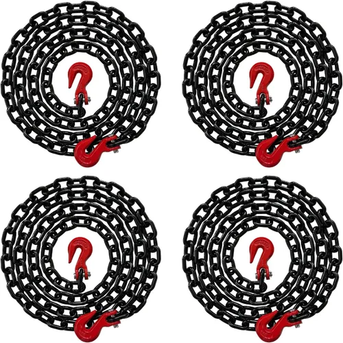 Vista 28 de Cadena de transporte de grado 80 de 3/8 pulgadas x 10 pies – 7,100 libras WLL – gancho de agarre de horquilla, amarre, remolque