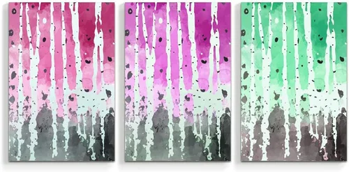 Vista 8 de wall26 3 Panel Canvas Wall Art Silver Birch Pictures Home Wall Decorations for Bedroom Living Room Paintings Canvas Prints Framed - 16"x24" x 3