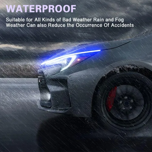 Vista 7 de HAOBO Tira de luz para capó de automóvil de 59 pulgadas, tira de luces LED para automóviles, tira de luz LED impermeable con efecto de arranque