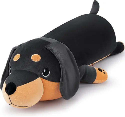 Peluche de Perro Salchicha Negro Gigante de 30'' - Animal de Peluche de Perro Weiner Grande, Almohada de Peluche, Peluches, Juguete de Peluche de