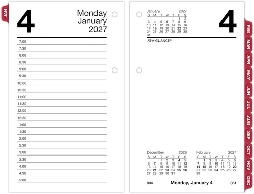 AT-A-GLANCE Recambio de calendario de escritorio 2027, repuesto de almohadilla de escritorio diaria, 3.5 x 6 pulgadas, estándar, hojas sueltas Blanco