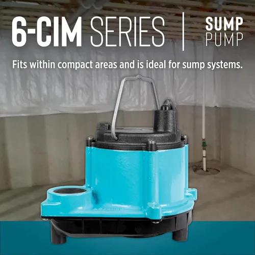 Vista 5 de Little Giant 6-CIM-R Bomba sumergible de sumidero de 115 voltios, 1/3 HP, 2750 GPH (sin interruptor) para sistemas de sumidero y deshidratación