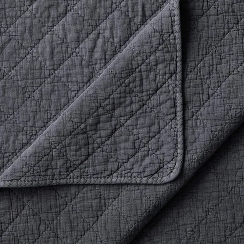 Vista 3 de HiEnd Accents - Edredón de gasa de algodón lavado a la piedra, tamaño individual, color gris carbón, ropa de cama de lujo de estilo tradicional