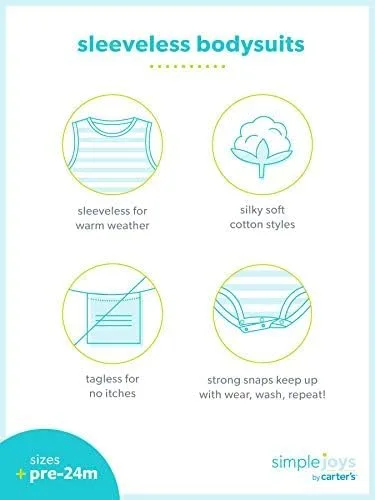 Vista 3 de Simple Joys by Carter's - Paquete de 6 mamelucos de manga corta para bebés niña