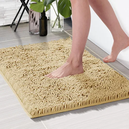 Deconovo Tapete de baño de felpilla súper suave y absorbente, parte trasera de goma antideslizante, de secado rápido, lavable a máquina, para ducha,