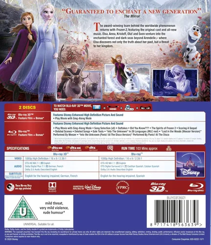 Vista 4 de Frozen 2 3D Blu-ray 2019 Region Free