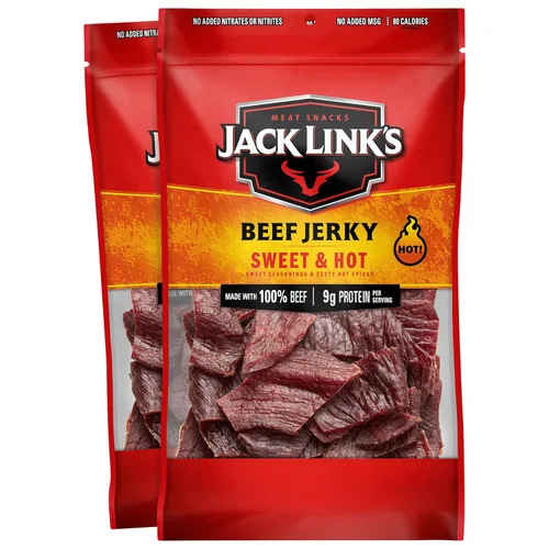 Vista 8 de Jack Link's Carne seca original, gran aperitivo diario, 0.35 oz de proteína y 80 calorías, hecha con 100% carne de res, 96% libre de grasa, sin MSG