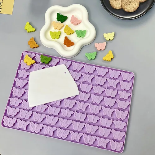 Vista 5 de Moldes de silicona para gomitas de caramelo de chocolate, moldes pequeños para derretir cera, moldes para hornear mariposas, bandeja para cubitos