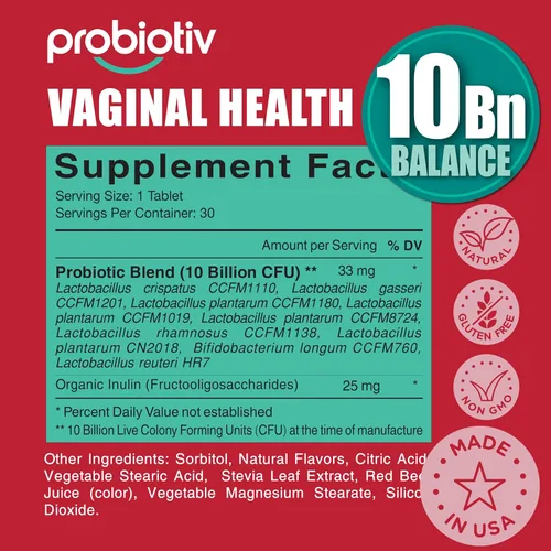 Vista 6 de Probióticos vaginales masticables para mujeres, 10 mil millones de UFC + prebióticos orgánicos, apoya la salud vaginal, mantiene el equilibrio