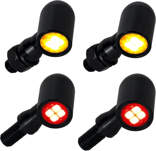 QUASCO Señales de giro delanteras y traseras para motocicleta, luces traseras de freno LED de tamaño mini, universales, compatibles con Harley