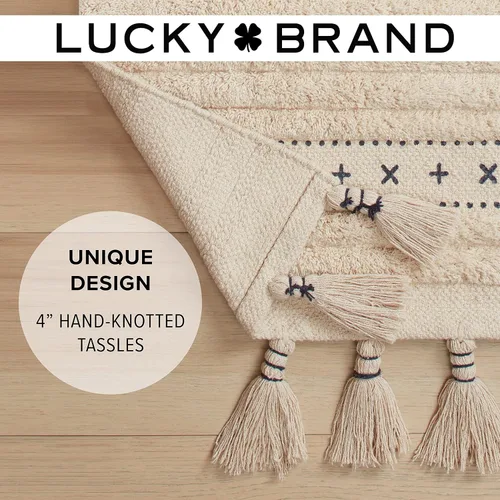 Vista 33 de Lucky Brand Alfombra Corredor Bohemia de Algodón con Flecos - 20' x 68" Alfombra de Baño Azul Aguamarina