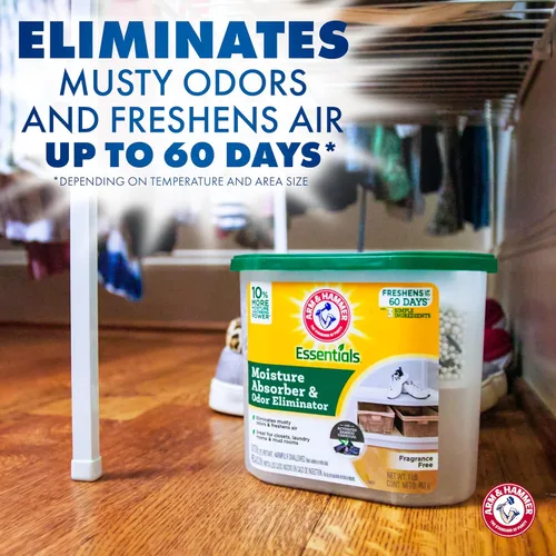 Vista 2 de Arm & Hammer Essentials Absorvedor de humedad desechable y eliminador de olores, sin fragancia, 1 lb., atrae y atrapa la humedad excesiva