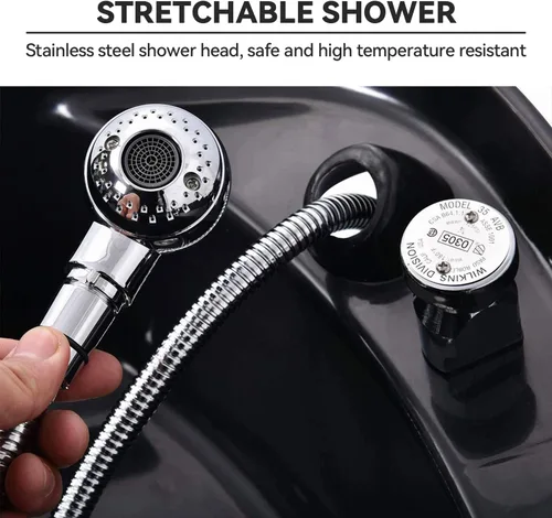 Vista 10 de Silla de lavado Ainfox para peluquería, con cuenco para champú, de plástico ABS, para salón de belleza (Negro)