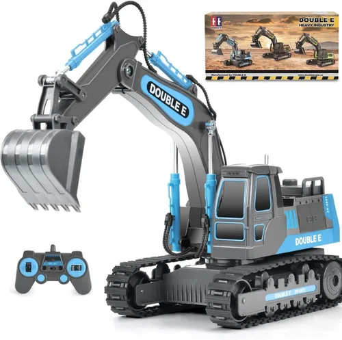 Vista 11 de DOUBLE E Juguete de excavadora a control remoto, excavadoras a control remoto, caja de arena, juguetes de construcción hidráulicos, vehículo