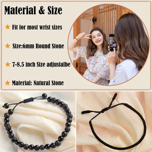 Vista 112 de LPBeads Pulsera de piedra natural hecha a mano de tamaño ajustable