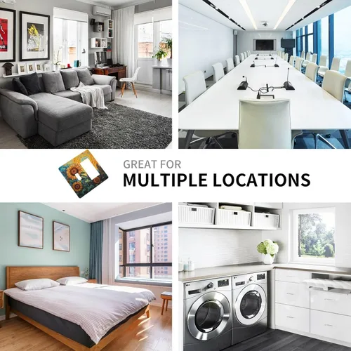 Vista 8 de Cubiertas de enchufe de pintura floral de grafiti de girasol abstracto, 1 palanca, 1 combinación basculante, placas de interruptor eléctrico, placa