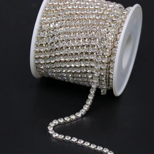 Vista 15 de Jerler 9 metros de adornos de diamantes de imitación con cadena cerrada SS6.5/2.0mm, cadena AB para costura, manualidades, ideal para bodas