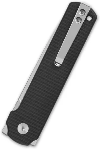 Vista 5 de QSP Lark - Cuchillo de bolsillo plegable, 3.15 pulgadas, Sandvik 14C28N, cuchillo EDC de hoja satinada, mango G10 negro, bloqueo de revestimiento