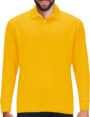 Vista 13 de Camisa estilo Polo de manga larga Premium Wear para hombre, camisa de golf de mezcla de algodón con cuello, solapa de 3 botones, resistente a
