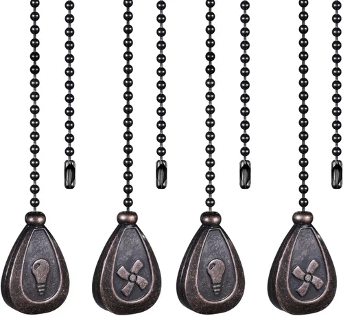 Vista 9 de Juego de cadena de bronce para ventilador de techo, extensión decorativa de cadena colgante, iluminación de 12 pulgadas y extensor de cadena