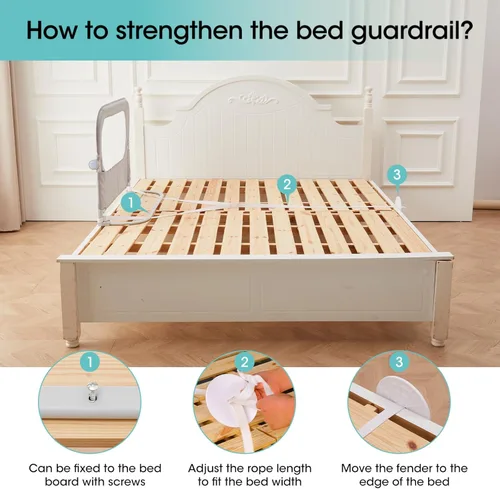Vista 6 de NUTIKAS Barandilla protectora para cama de bebé para niños pequeños - Rieles laterales de cama de 35.1" para niños pequeños para cuna, individual
