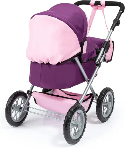 Vista 3 de Bayer: Cochecito de moda - morado y rosa - Incluye bolsa de hombro, se adapta a muñecas de hasta 18 pulgadas, mango ajustable, juego de simulación