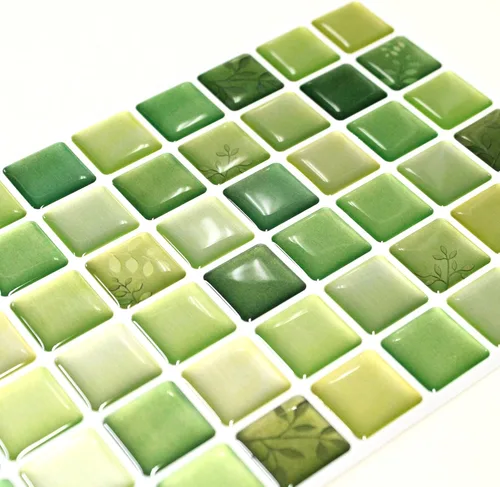 Vista 3 de Adhesivos decorativos para azulejos, lámina de azulejos ignífugos para salpicaduras en muro (verde) (10, 5.28 x 14.8 pulgadas)