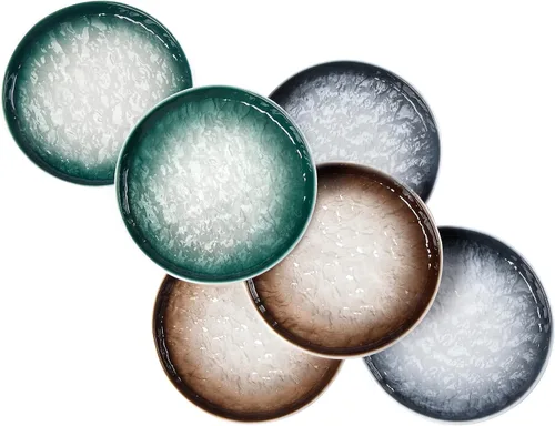 Eglaf Platos pequeños de cerámica para aperitivos de 6 pulgadas, textura de ondas de agua degradadas de porcelana en relieve, platos de postre para