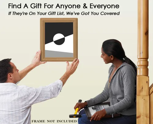 Vista 8 de Buzz Unplugged Geometric Black and White Yin and Yang Abstract Wall Art: Minimalist, Aesthetic & Boho Wall Art for Home, Office, Bedroom & Living