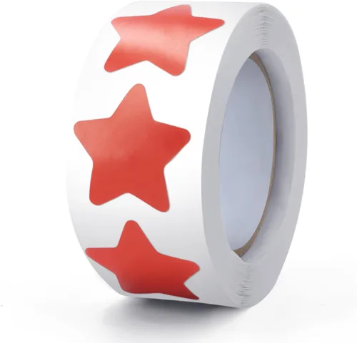 Vista 24 de Rollo de calcomanías de estrellas negras de 1 pulgada, autoadhesivas, impermeables, extraíbles, para niños, profesores, negocios, 500