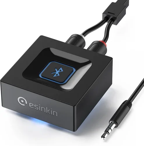 Esinkin Receptor de audio inalámbrico para sistema de sonido de transmisión de música, funciona con teléfonos inteligentes, tabletas y automóvil,