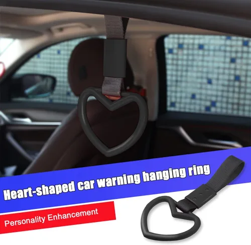 Vista 3 de 2 anillos Tsurikawa en forma de corazón, correa de mano para parachoques trasero, asa de corazón Janpanese para automóviles, SUV, metro, autobús