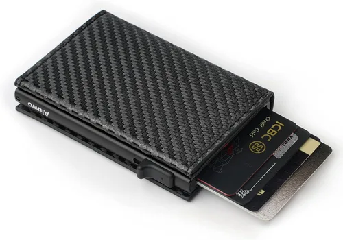 Aiuwo Mens Slim wallet with Money Clip Blocking Credit Card holder wallet for Men with Gift Box (Carbon Leather)