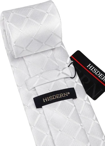 Vista 4 de HISDERN Conjunto de corbata a cuadros a cuadros pañuelo tejido clásico formal para hombre corbata y bolsillo cuadrado