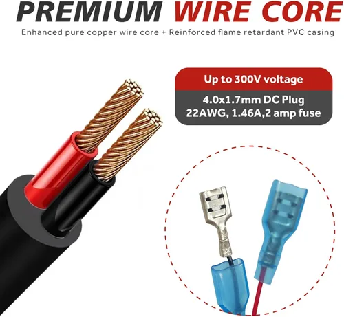 Vista 2 de Cable de alimentación para cámara Trail de 79 pulgadas: enchufe de CC de 0.157x0.067 in, cable de alimentación externo, compatible con cámaras