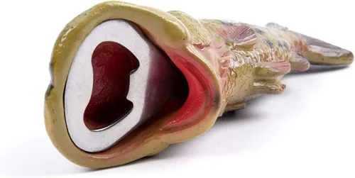 Vista 3 de Abrebotellas de pescado de lubina, abrebotellas de cerveza, creativo, resina, verde