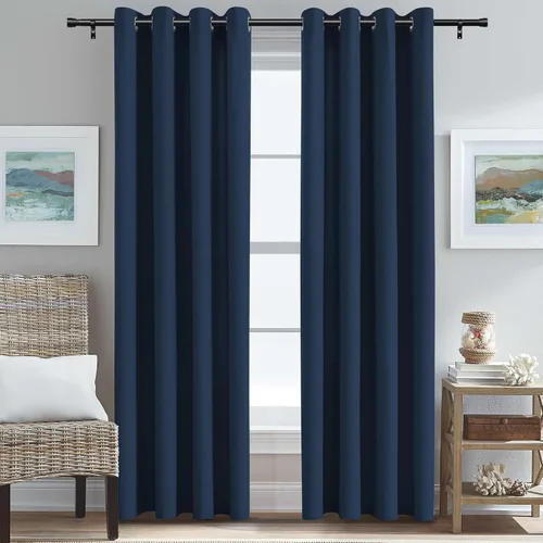 Vista 26 de H.VERSAILTEX Cortinas de cocina texturizadas de lino natural con ojales de 45 pulgadas de largo, lino sintético grueso para oscurecer la habitación