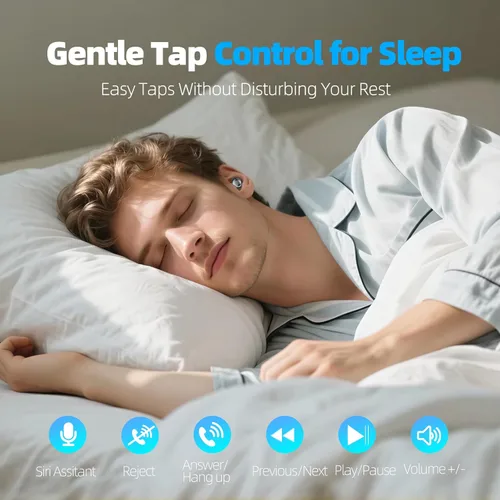 Vista 8 de Auriculares para dormir Bluetooth de 5.4 pulgadas para dormir, mini auriculares para dormir de lado con dos modos de sueño, temporizador de sueño
