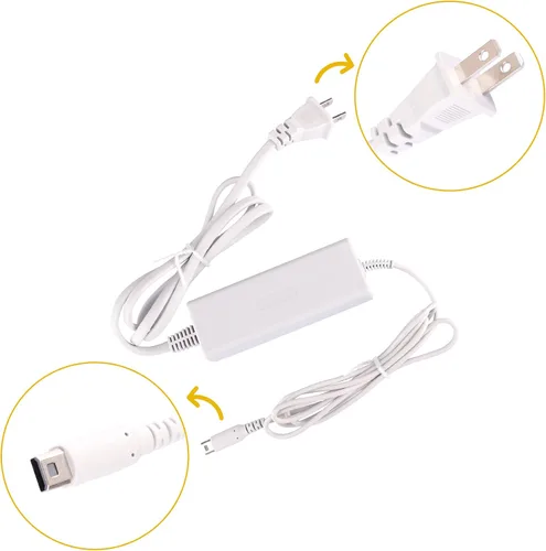 Vista 5 de Charger Kits for Wii U Gamepad, AC Power Adapter Charger and USB Charging Cord for Nintendo Wii U Gamepad Remote Controller