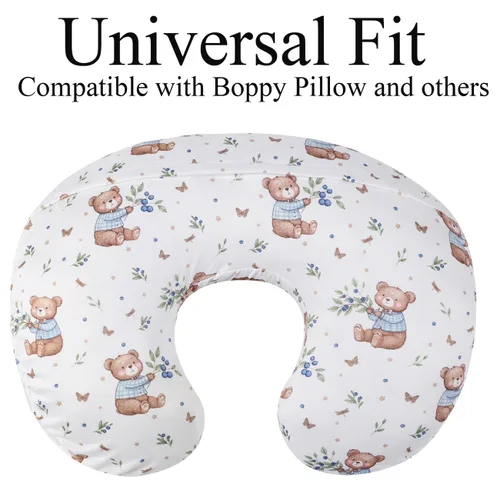 Vista 2 de Juego de 3 fundas de almohada de lactancia para madres que amamantan, ultra suave, ajuste elástico, almohadas de lactancia estándar