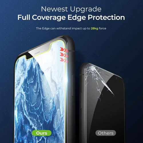 Vista 6 de ORIbox - Protector de pantalla de cristal templado para iPhone 11 Pro, Xs, X (5.8 pulgadas). Protector de cristal templado para pantalla, 3