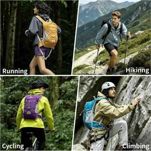 Vista 8 de Hiking Travel Backpack for Men Women, 20L Lightweight Camping Backpack, Hiking Daypack with Water Bladder for Hiking Negro